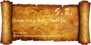 Ivanicza Kálmán névjegykártya